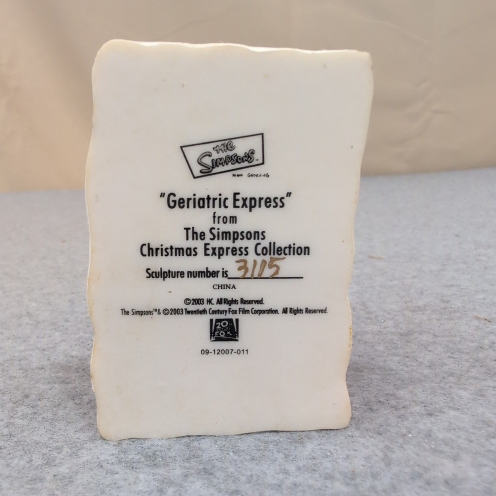 The Simpsons Geriatric Express Christmas Collection Sculpture 2003 Hamilton - Picture 5 of 5